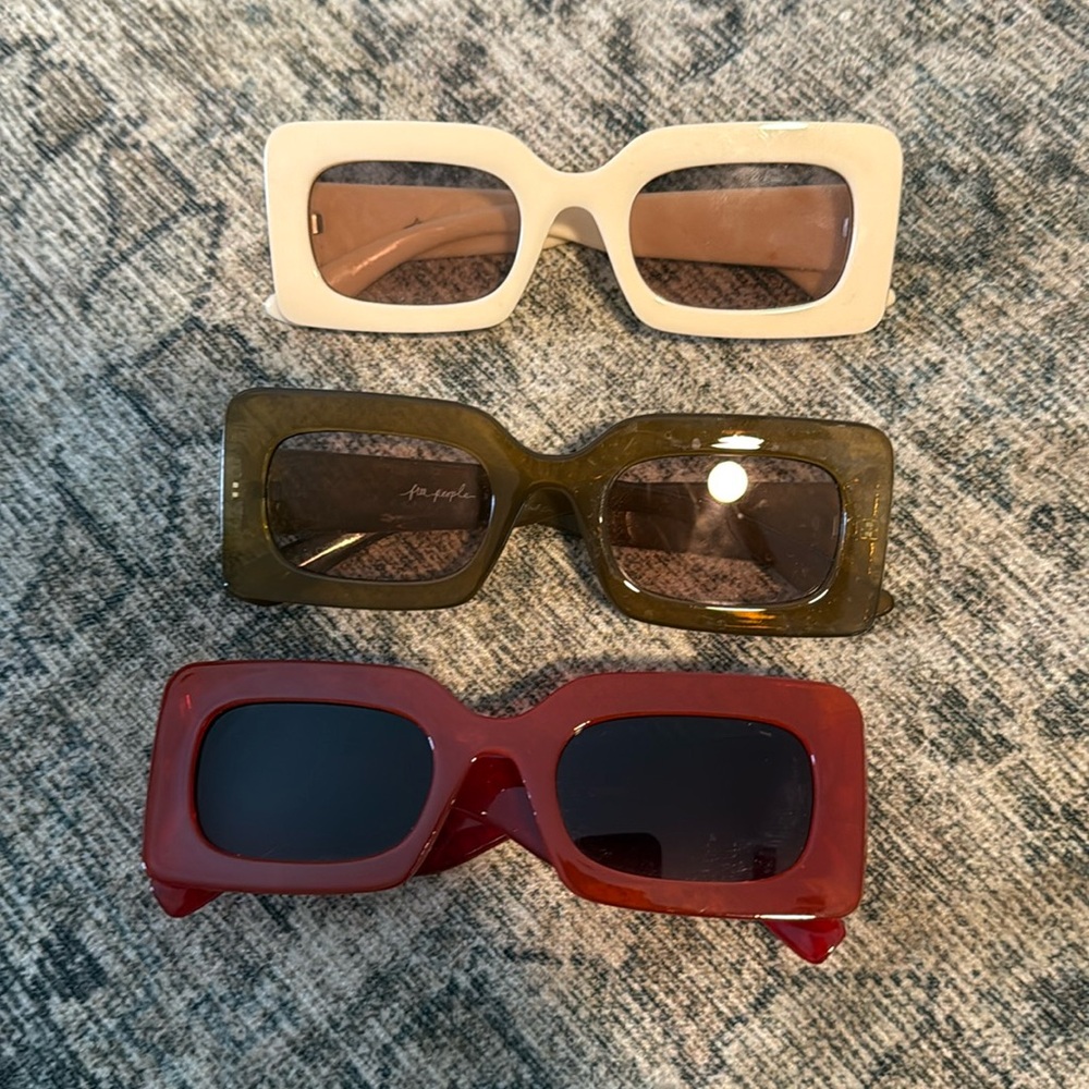 (3) Free People Rectangular Sunglasses